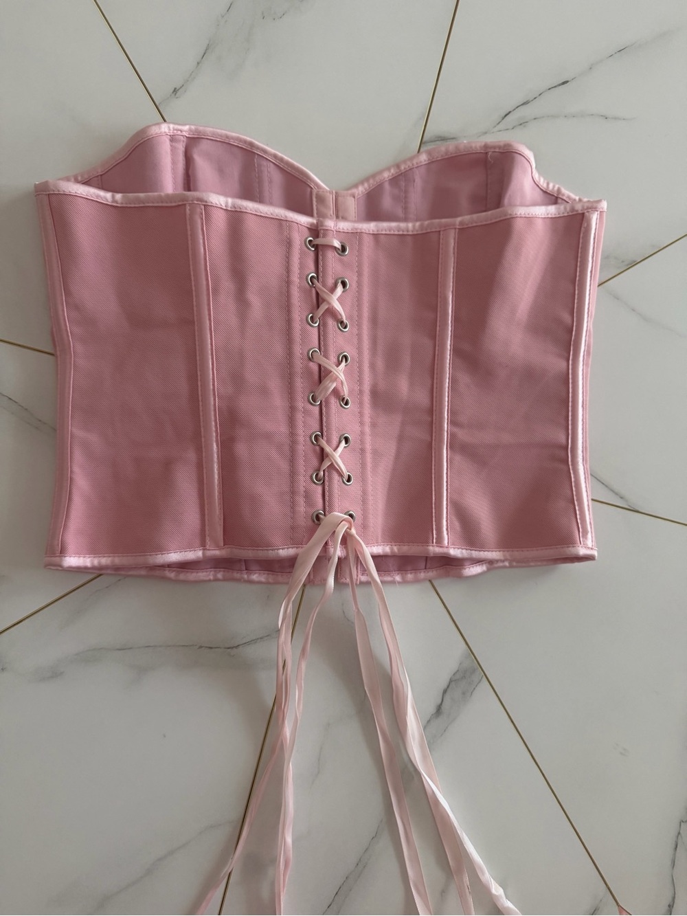 Pink babydoll Lace-Up Corset Top
